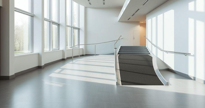 Rampa embutida como solução para acessibilidade em ambientes variados